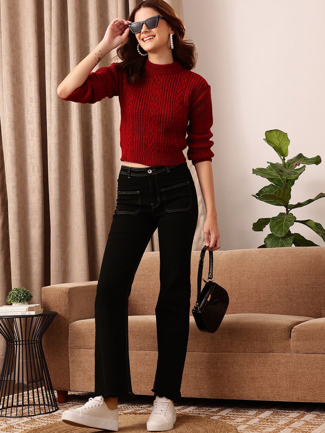 STREET 9 Women Comfort Black Bootcut High-Rise Stretchable Jeans