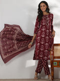 Libas Floral Printed Gotta Patti Pure Cotton Straight Kurta with Trouser & Dupatta