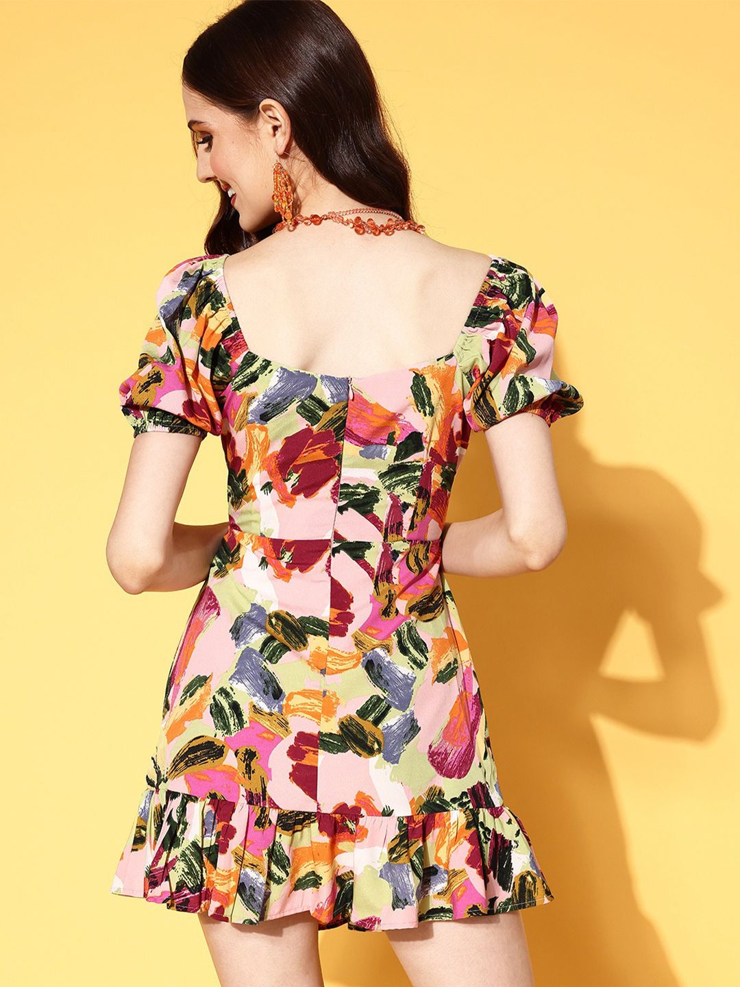 Berrylush Women Pink Abstract Twist & Knot Dress