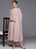 Libas Women Floral Printed Pleated Gotta Patti Kurta with Trousers & With Dupatta