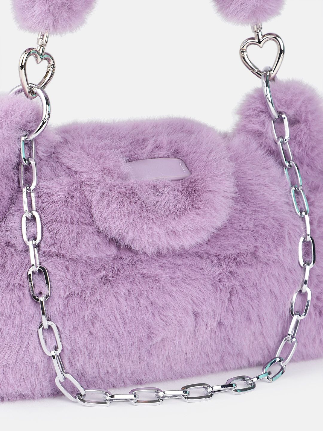 DressBerry Structured Shoulder Bag With Fur