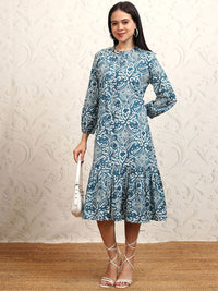 Vishudh Tropical Print A-Line Dress