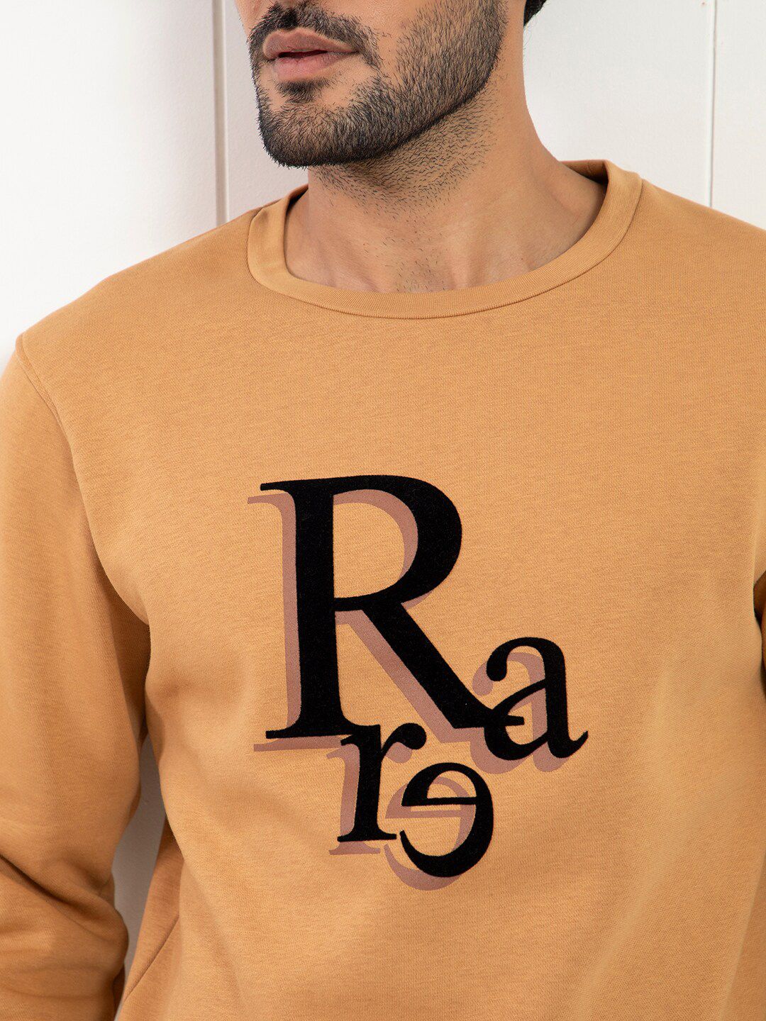 RARE RABBIT Men Argyll Typography Printed Sweatshirt