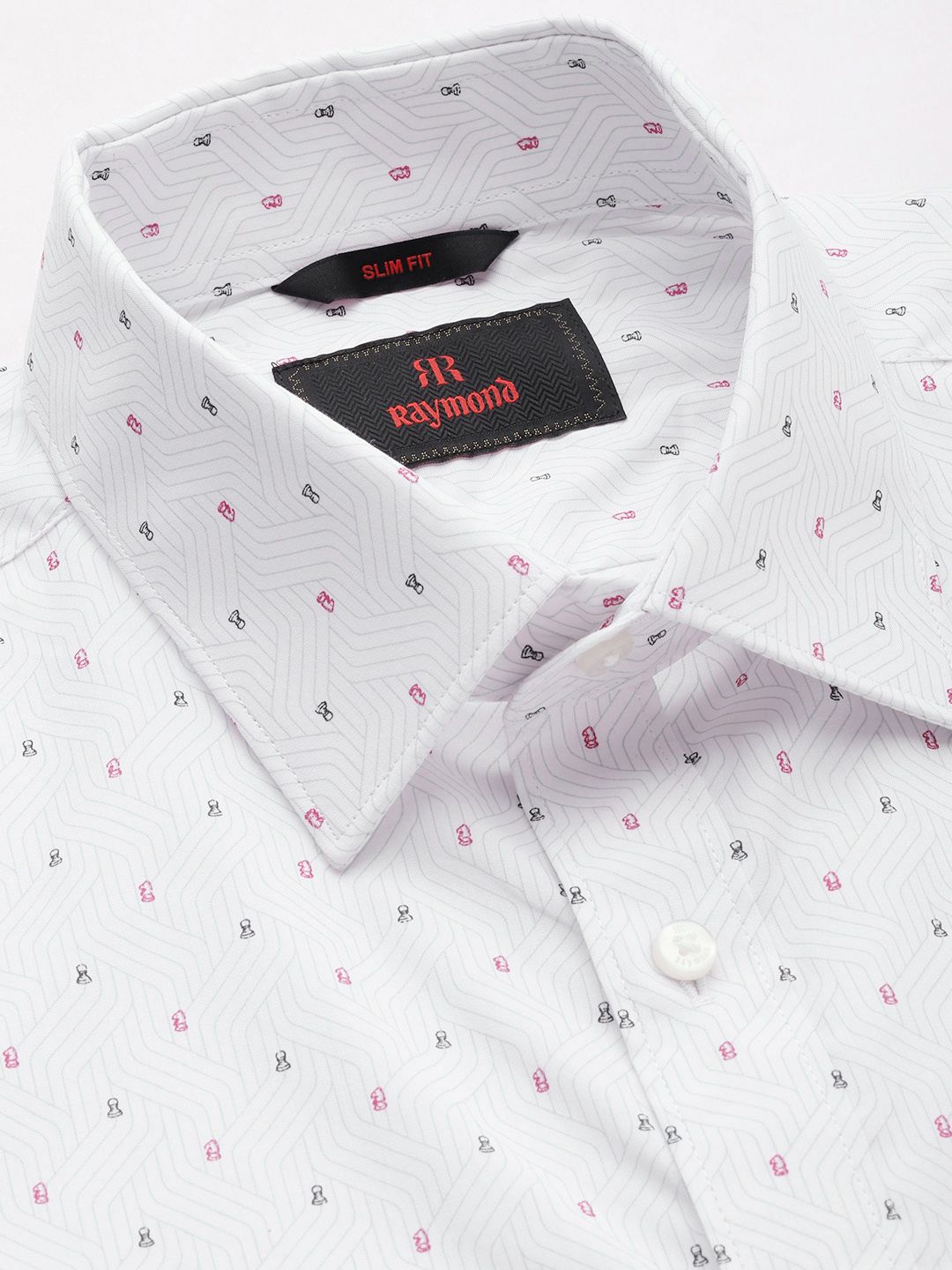 Raymond Men Slim Fit Geometric Printed Pure Cotton Formal Shirt