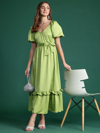 DressBerry Puff Sleeve Ruffled Maxi Dress