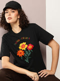 DILLINGER Women Oversized Embroidery Crew Neck Tshirt