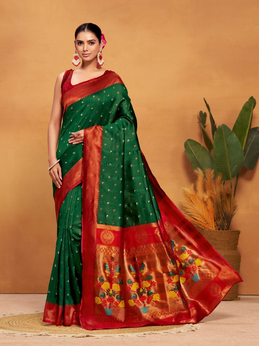 KALINI Woven Design Zari Silk Blend Paithani Saree