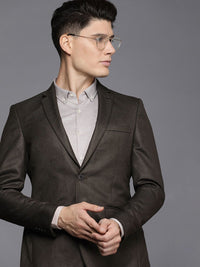 Raymond Men Brown Solid Slim Fit Single Breasted Formal Blazer