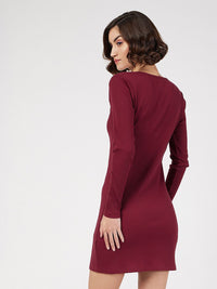 SASSAFRAS Square Neck Sheath Mini Dress