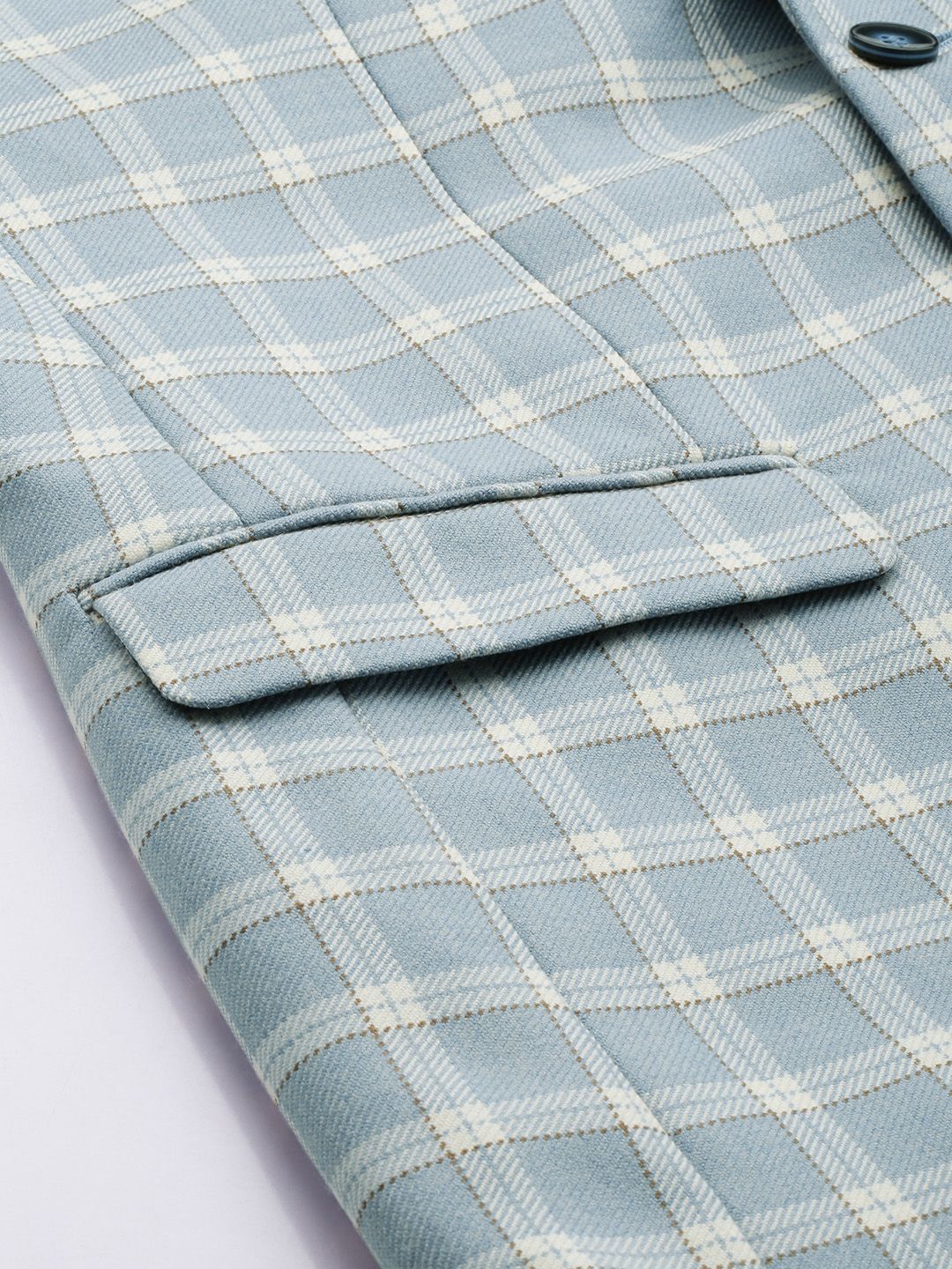 Park Avenue Notched Lapel Single Breasted Checked Slim Fit Formal Blazer