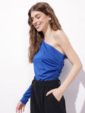 DressBerry Skin's In One-Shoulder Ruched Fitted Top