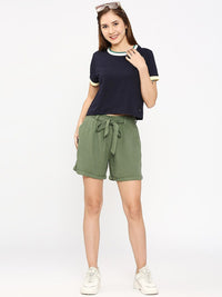 SPYKAR Women Mid Rise Slim Fit Cotton Shorts