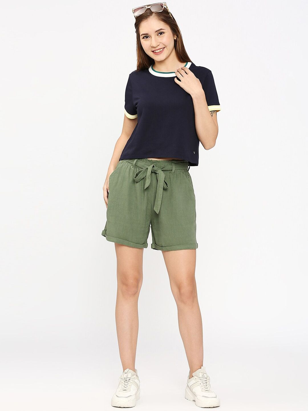 SPYKAR Women Mid Rise Slim Fit Cotton Shorts
