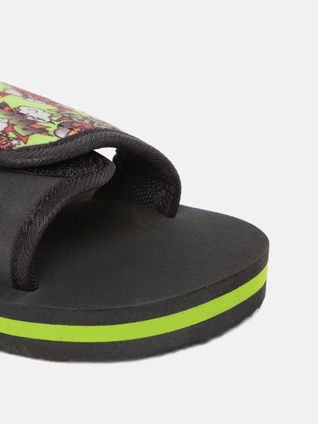YK Kids Green & Black Printed Slip-On Flip-Flops
