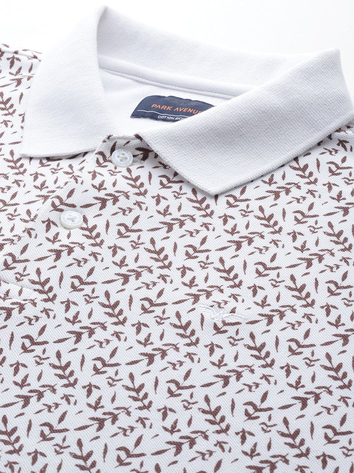 Park Avenue Men Floral Printed Polo Collar Slim Fit T-shirt