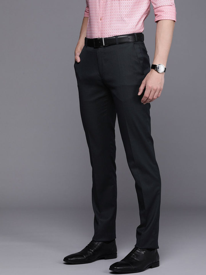 Raymond Men Self Design Textured Slim Fit Formal Trousers