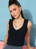 STREET 9 Blue Ruffled Crop Top