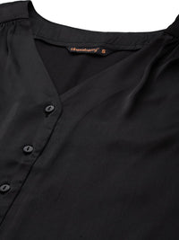 DressBerry Satin-Finish V-Neck Shirt Style Top