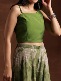 Libas Floral Printed One Shoulder Sleeveless Tunic & Palazzo With Slip