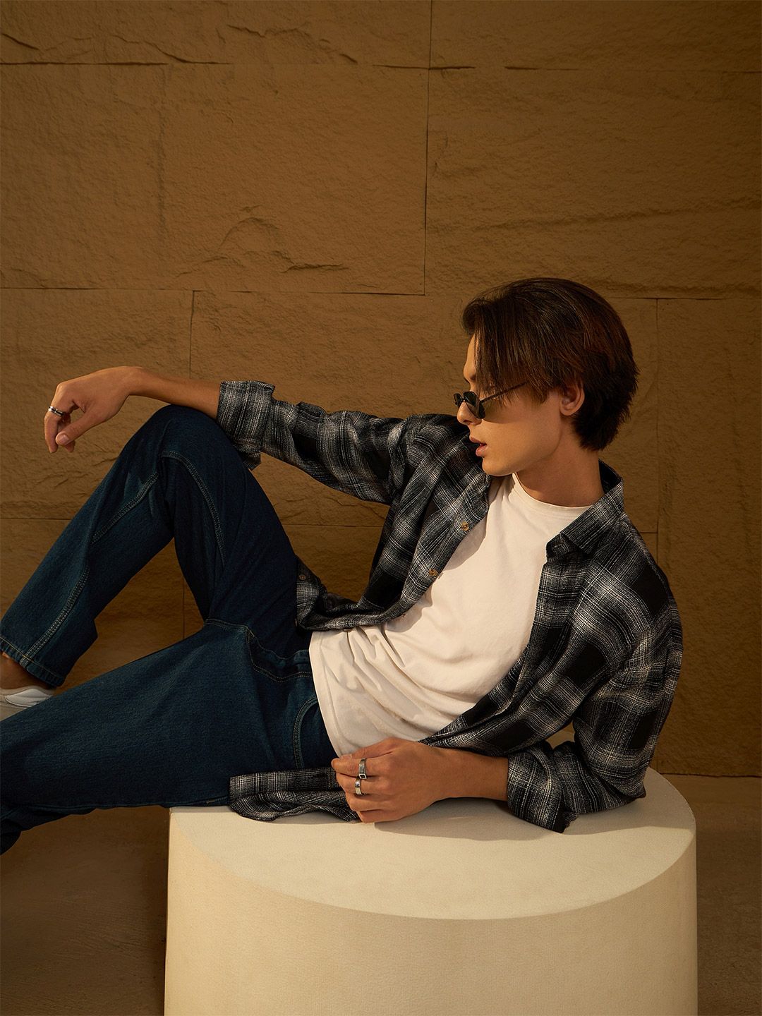 Dennison Men Drop Shoulder Oversized Checked Shirt