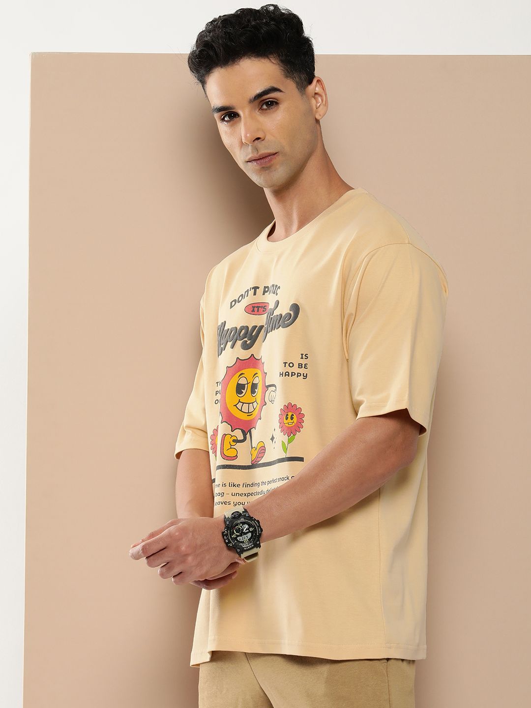 Difference of Opinion Men Graphic Printed Embossed Oversized T-shirt