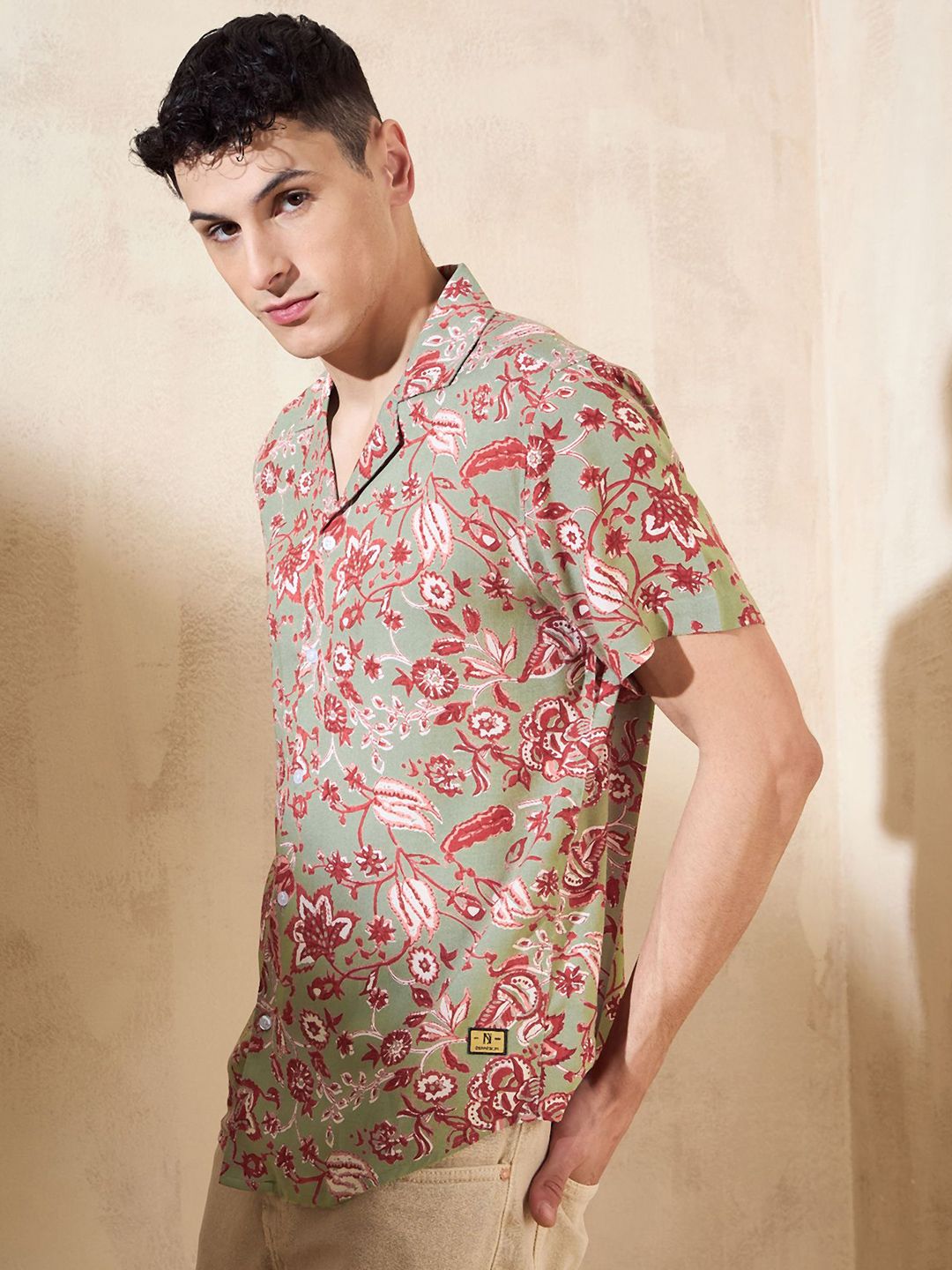 DENNISON Floral Printed Oversized Casual Shirt