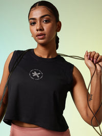 HRX by Hrithik Roshan Brand Logo Printed Cut-Out Back Rapid-Dry Running T-shirt