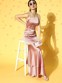 Berrylush Women Pretty Pink Solid Tiered Dress