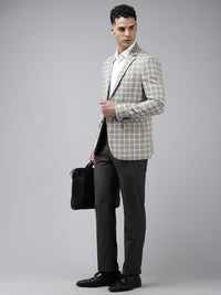 Park Avenue Slim Fit Checked Single Breasted Formal Blazer