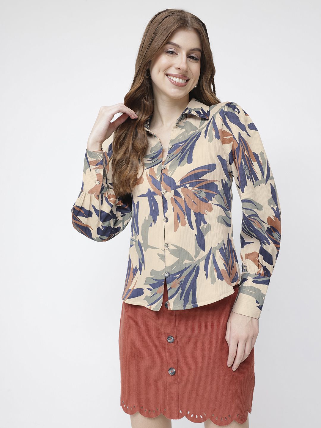 DressBerry Beach to Brunch Abstract Floral Shirt