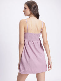 DressBerry Smocked Back Textured Mini Balloon Dress