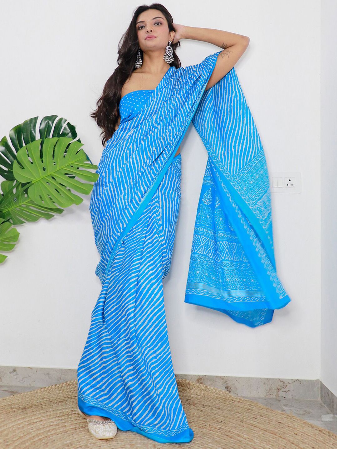 Saree mall Leheriya Printed Pure Cotton Saree