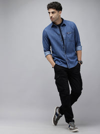 SPYKAR Pure Cotton Slim Fit Chambray Casual Shirt