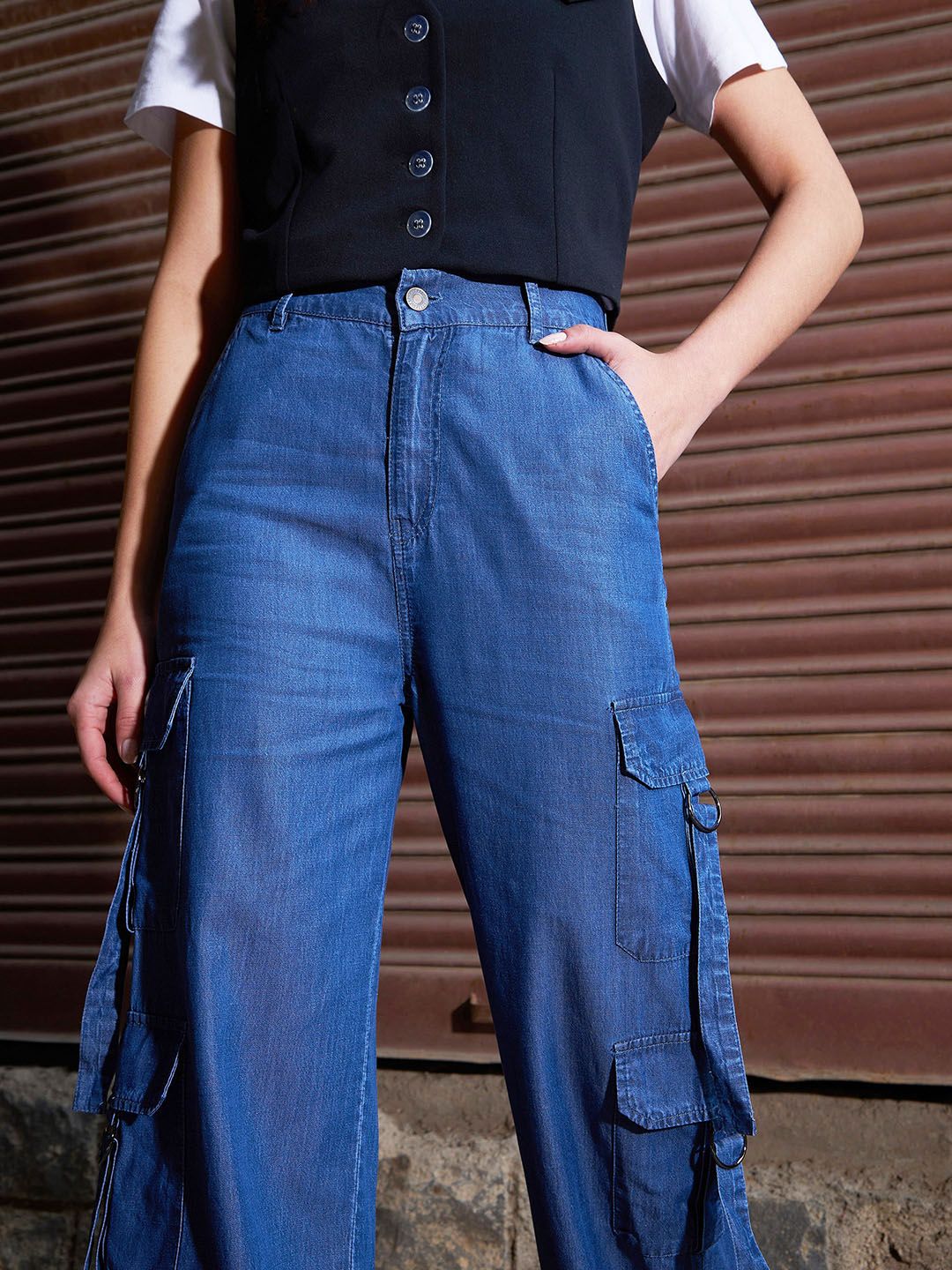 SASSAFRAS Women Bootcut High-Rise Pure Cotton Jeans