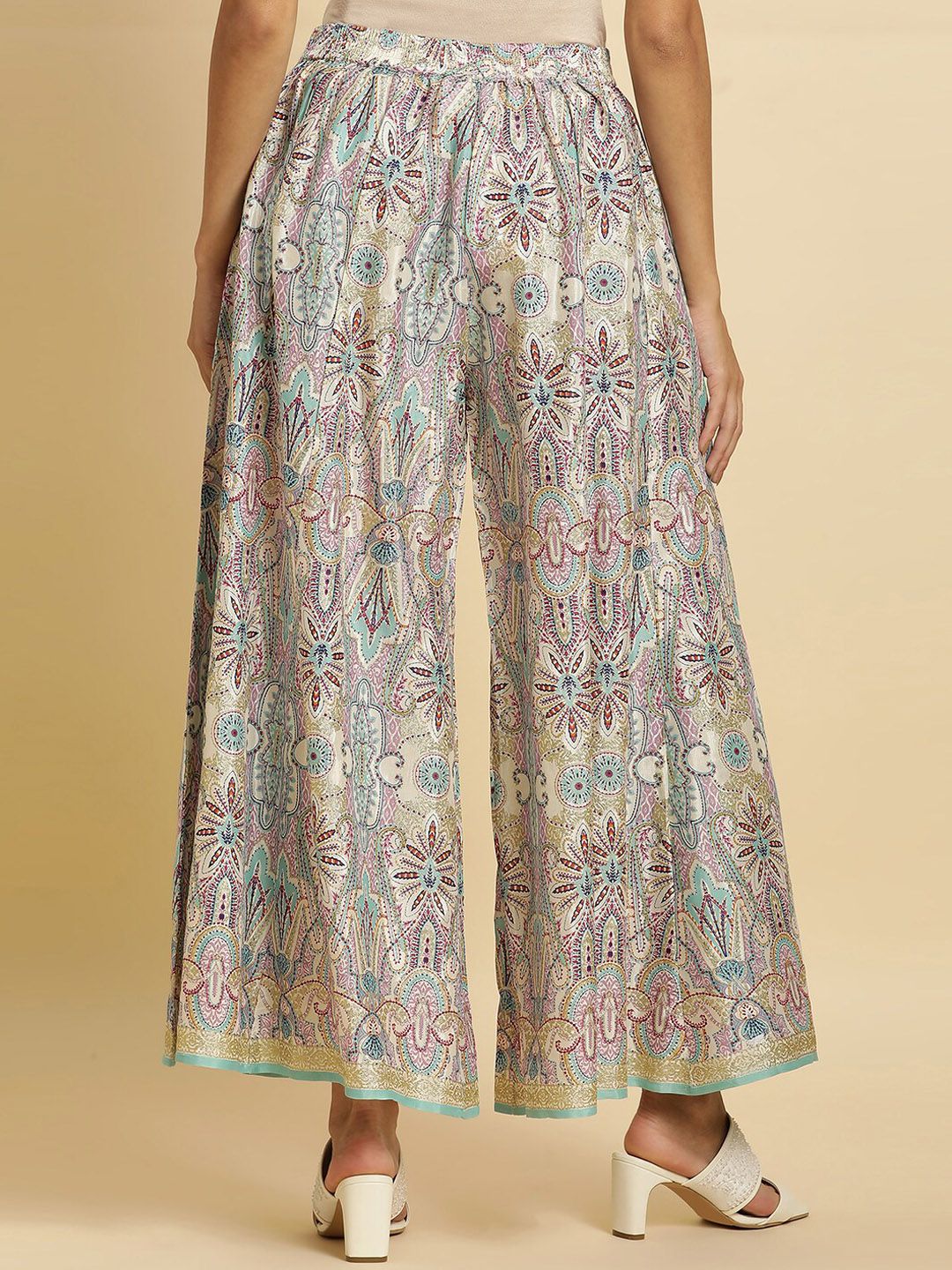 W Women Ethnic Motifs Printed Flared Palazzos