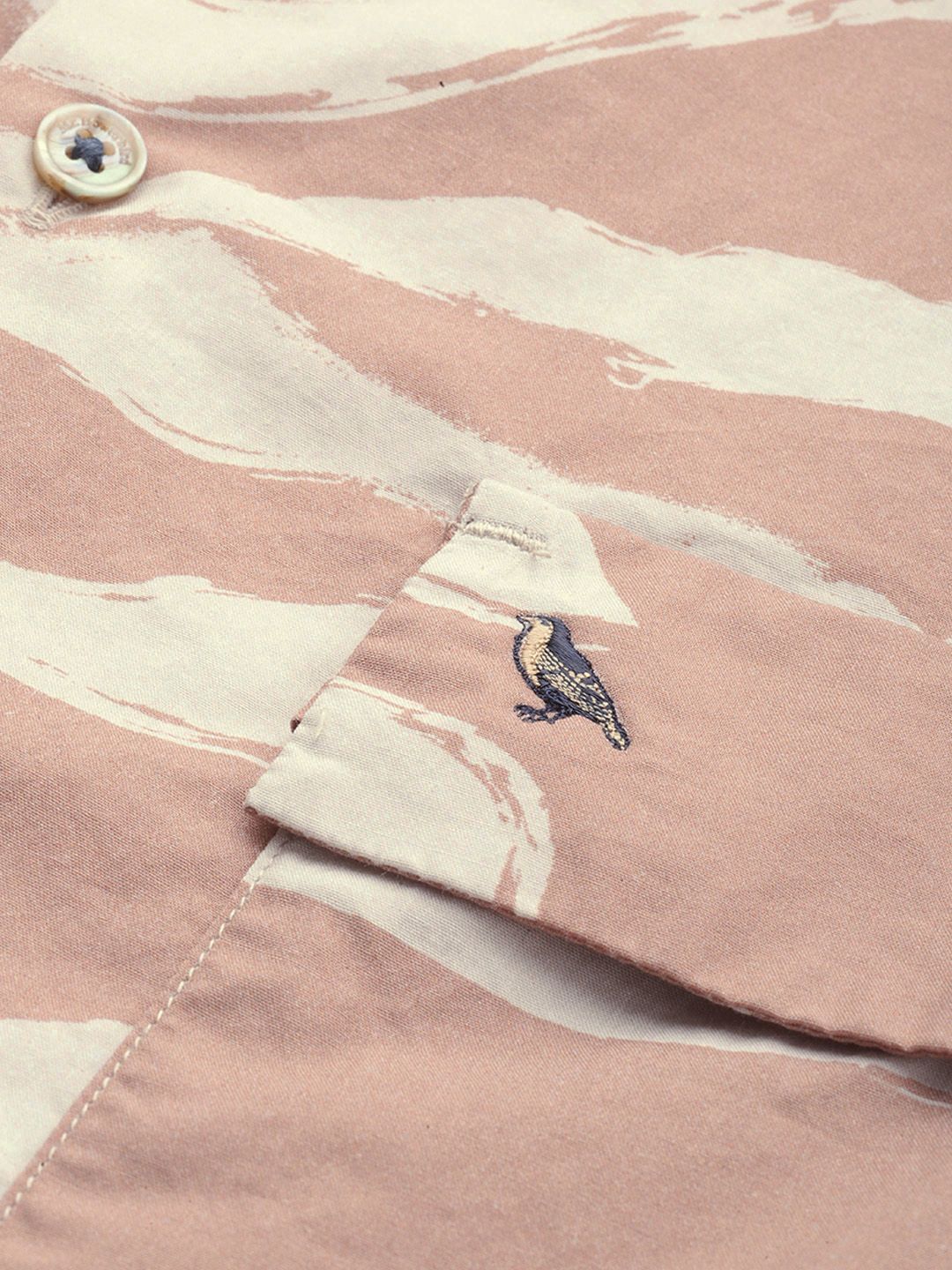 Mr Bowerbird Men Brown & Off-White Liberal Fit Printed Casual Shirt