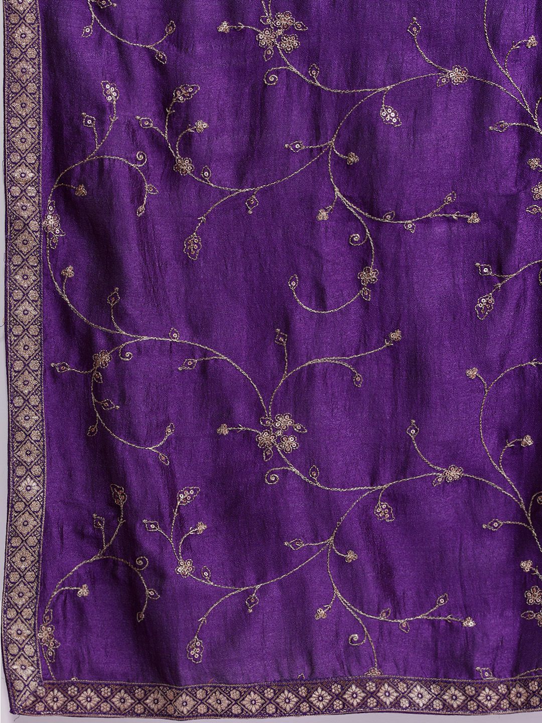 Indo Era Floral Embroidered Sequinned Kurta With Trousers & Dupatta