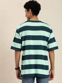 DILLINGER Men Striped Oversized Pure Cotton T-shirt