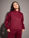SASSAFRAS Maroon Mock Collar Sweatshirt