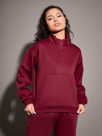 SASSAFRAS Maroon Mock Collar Sweatshirt