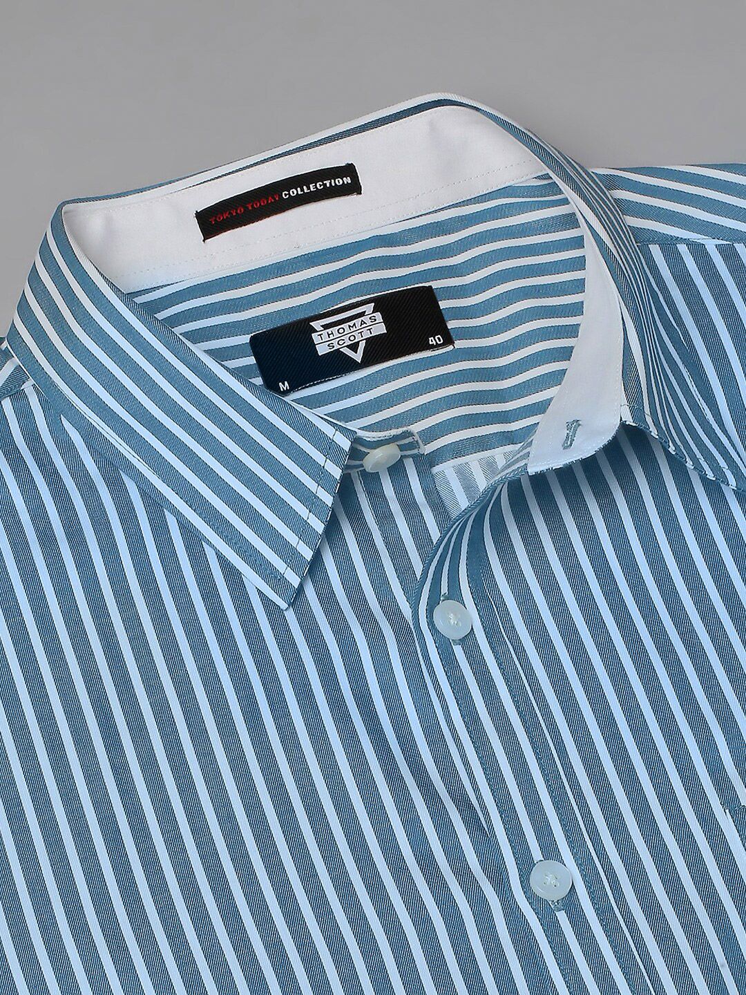 Thomas Scott  Classic Slim Fit Striped Pure Cotton Formal Shirt