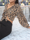 DressBerry Animal Tie-Up Crop Top