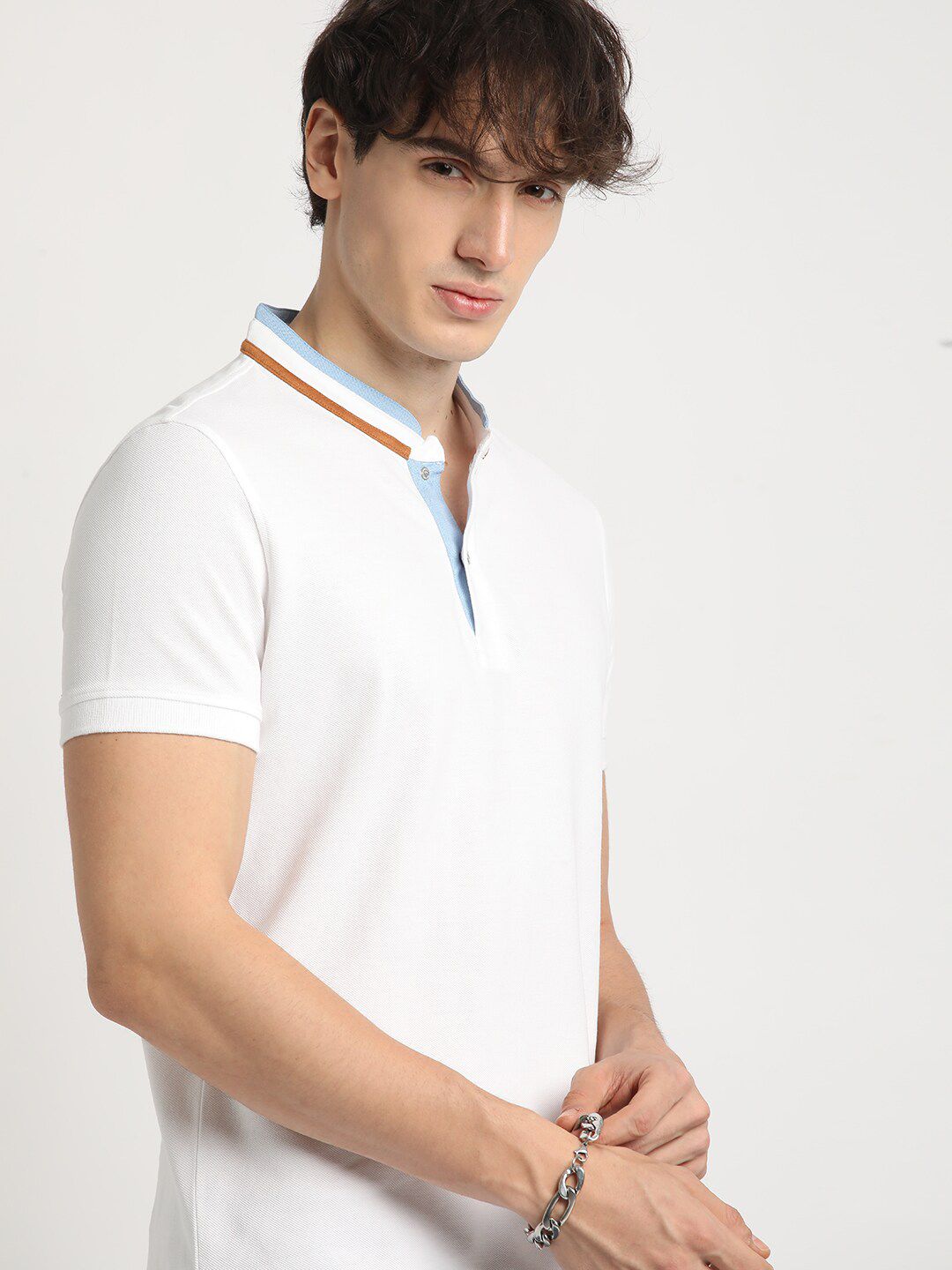 THE BEAR HOUSE Henley Neck Pure Cotton T-shirt