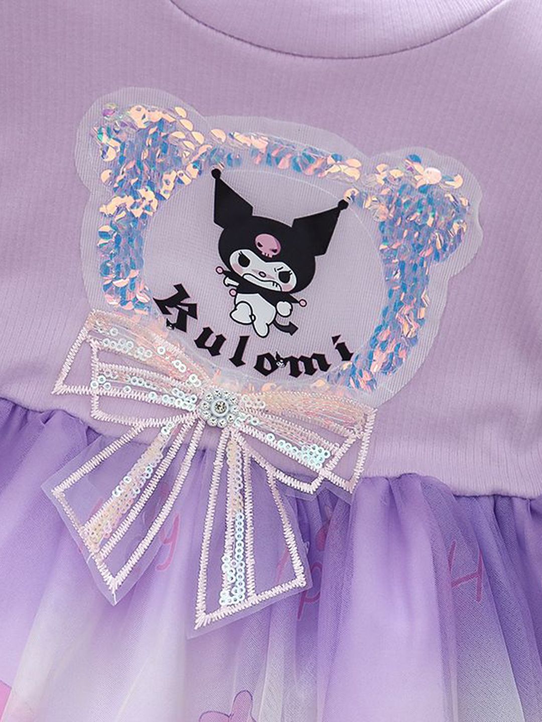 YK Girls Graphic Printed Ruffles Cotton Fit & Flare Dress