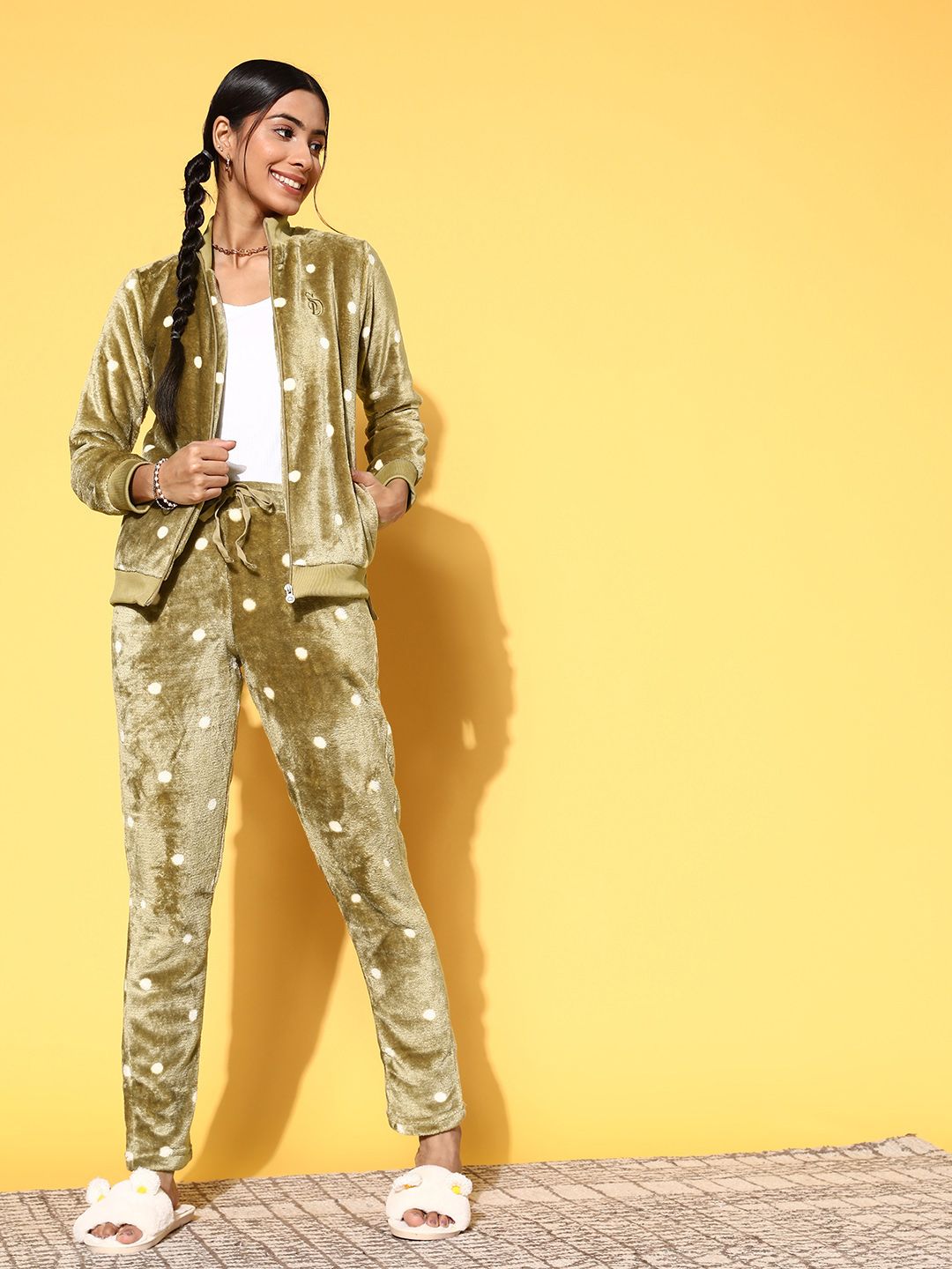 Sweet Dreams Woman Velvet Polka Dot Track Suit