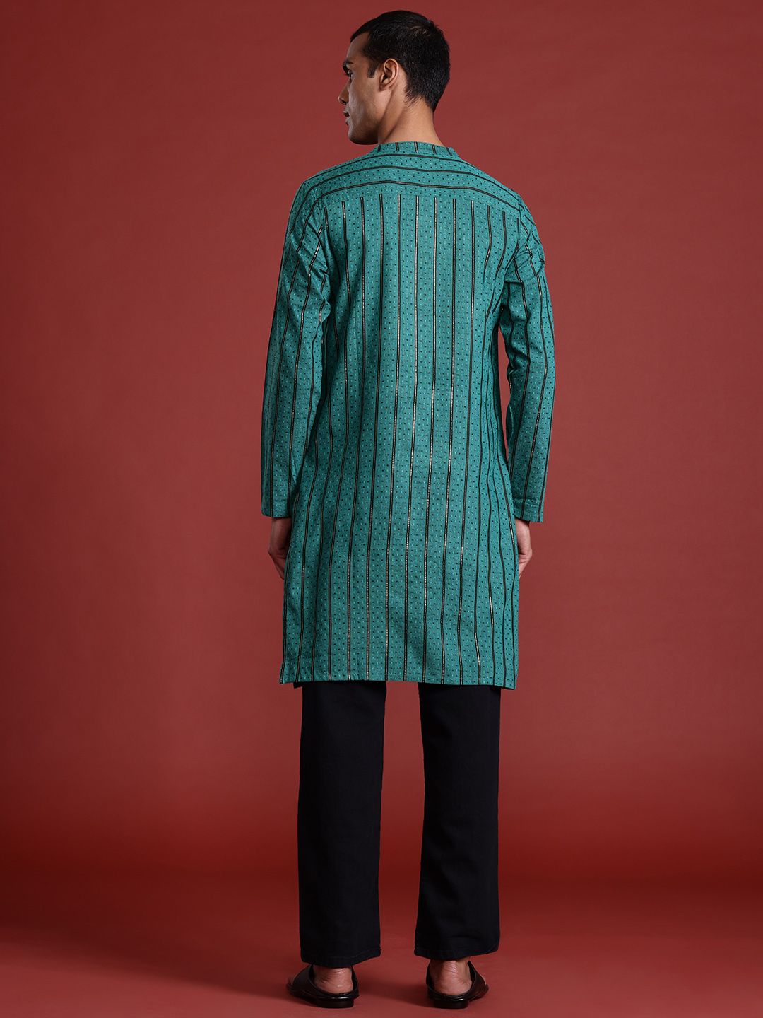 Anouk Men Striped Woven Design Kurta