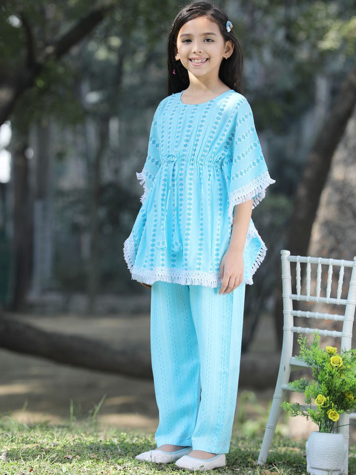 Cutiekins Girls Striped Kaftan Kurta with Palazzos