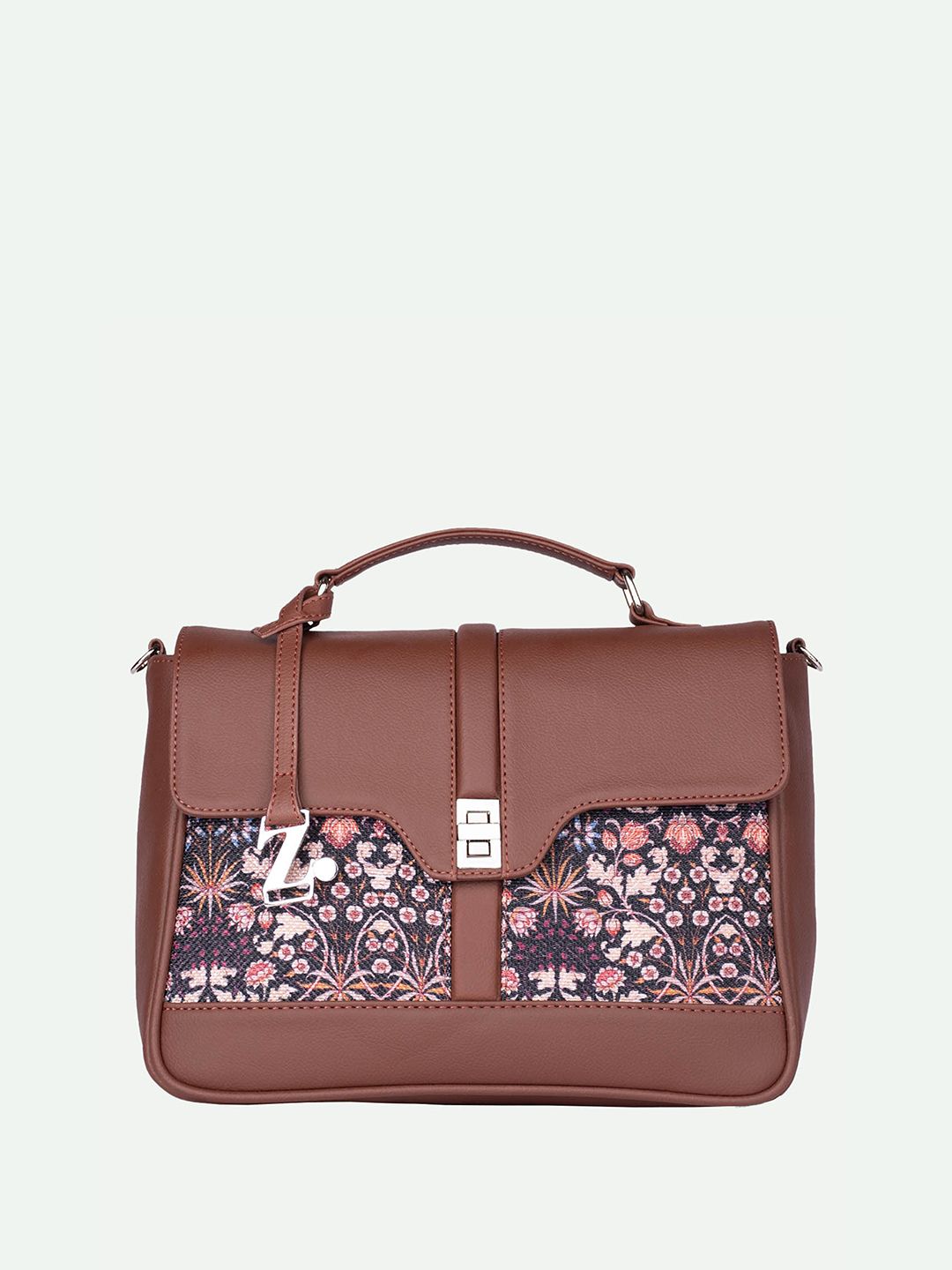 ZOUK Floral Printed Structured Satchel