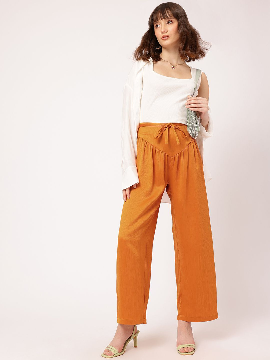 DressBerry Women Blissful Breezy Textured Trousers