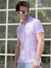 THE BEAR HOUSE Men Violet Polo Collar Slim Fit T-shirt